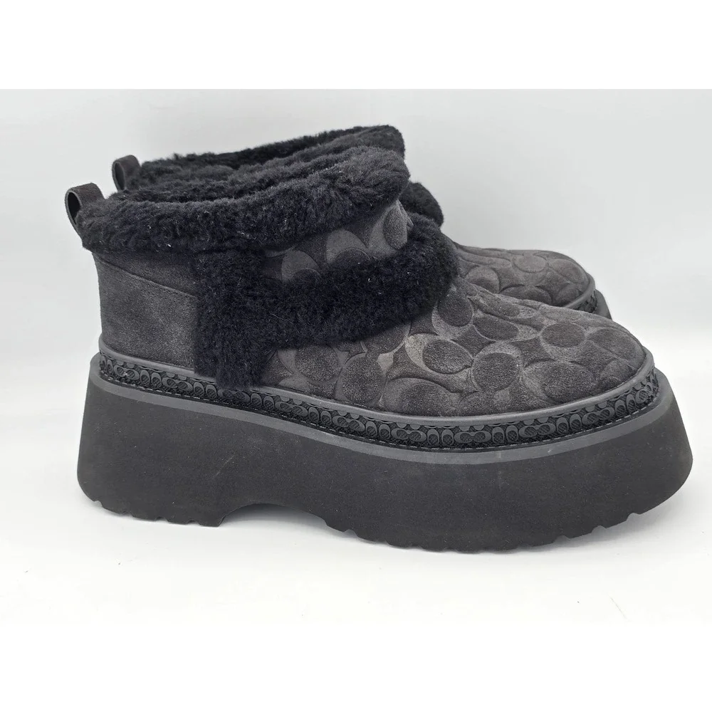 Coach Women's Christina Shearlilng Bootie - Black - Sherpa Lined UGQ Sz‎ 8B